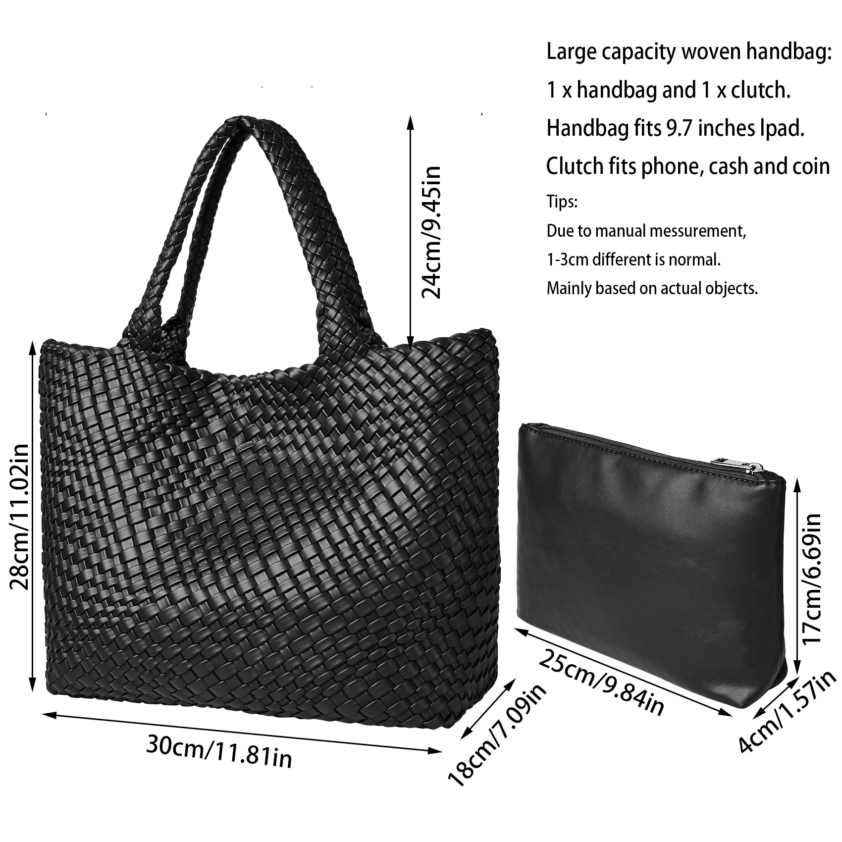 Gewebte Tragetasche Damen-Geldbörse Schulterhandtaschen aus Veganem Leder – 3