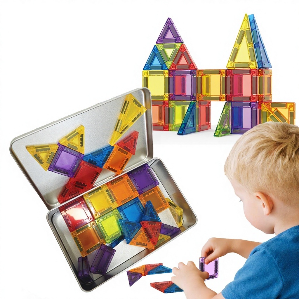 60 Pcs Tin Box Magnetic Building Blocks Portable