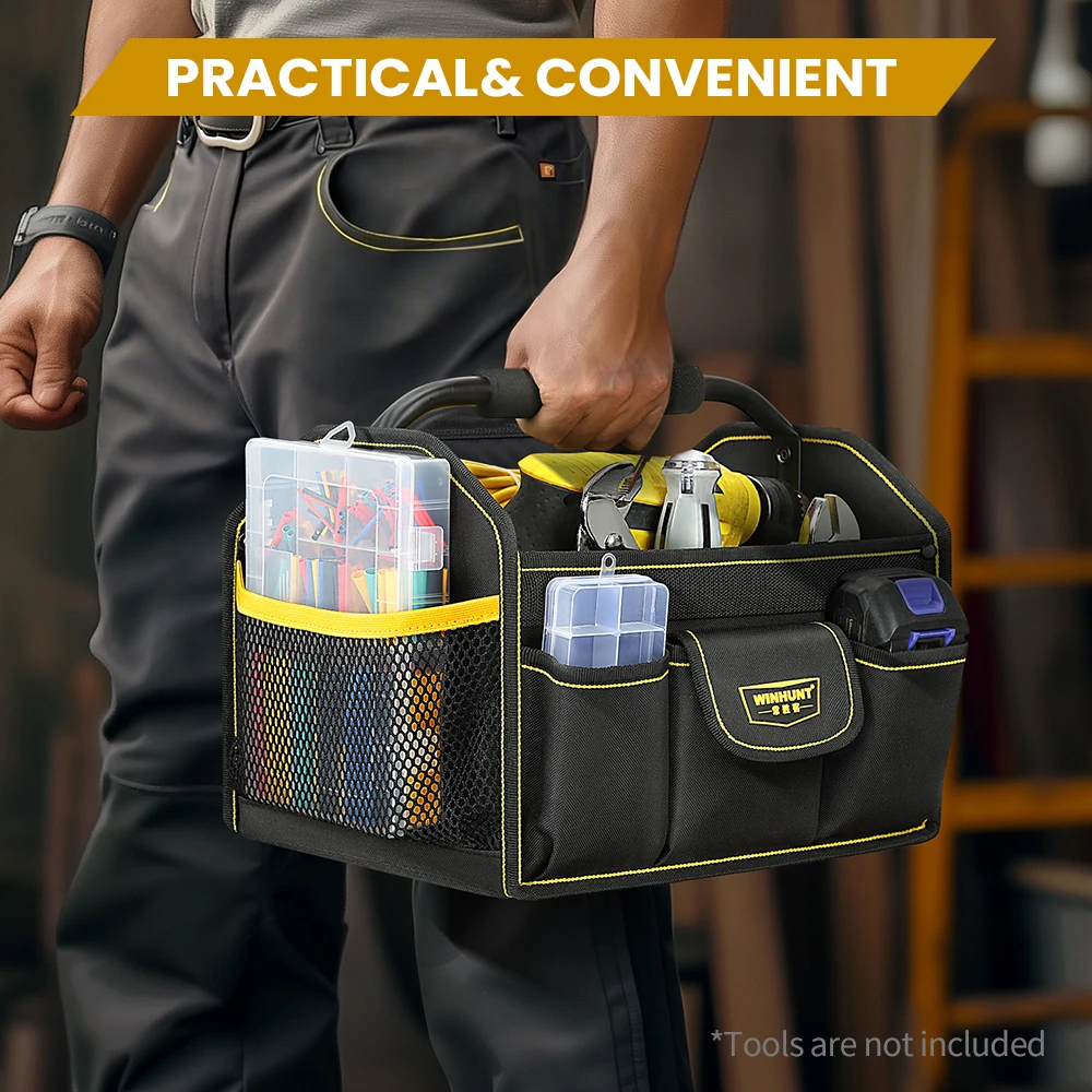 WINHUNT Tragetasche 10-Pocket-Werkzeugtasche mit Breiter Öffnung Robuster Elektriker-Werkzeugbehälter