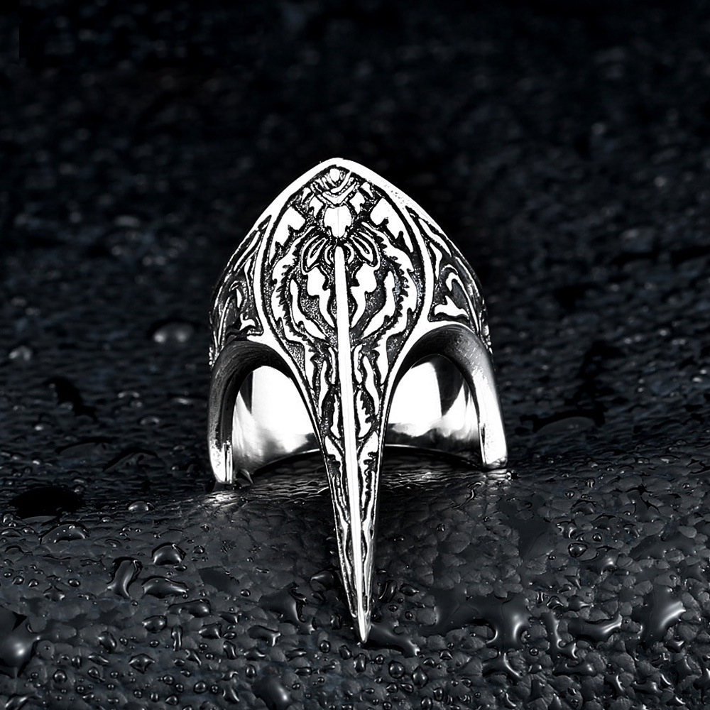 Nordic Amulet Jewelry Titanium Steel Carved Ring Raven