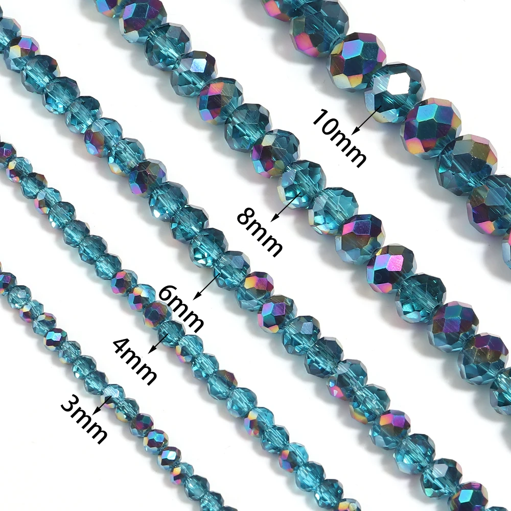 Faceted Peacock Blue Crystal Abacus Beads 2