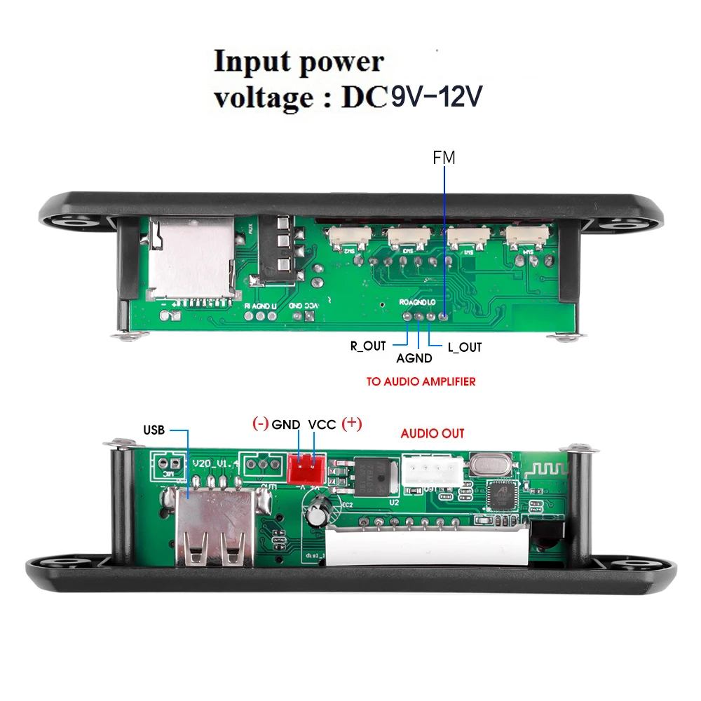 1-5PCS 9V 12V MP3 WMA Decoder Board USB 4