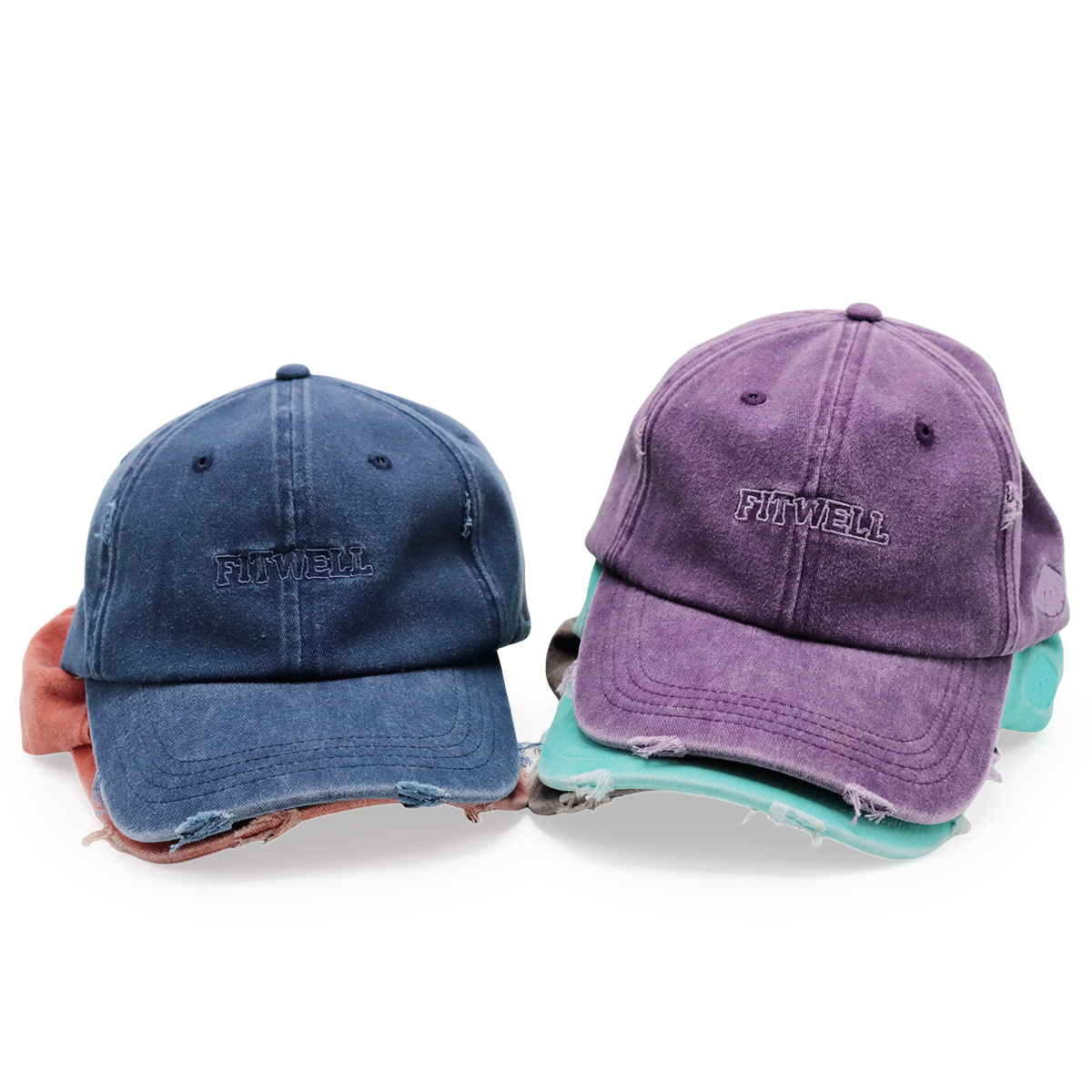 Distressed Washed Embroidered Baseball Cap 4