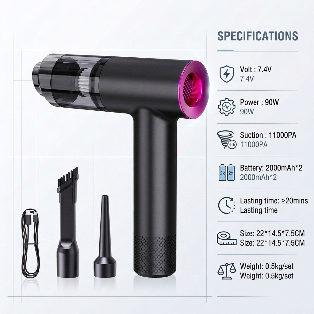 Portable Wireless Cordless Handheld Rechargeable Strong Suction Automotive 2