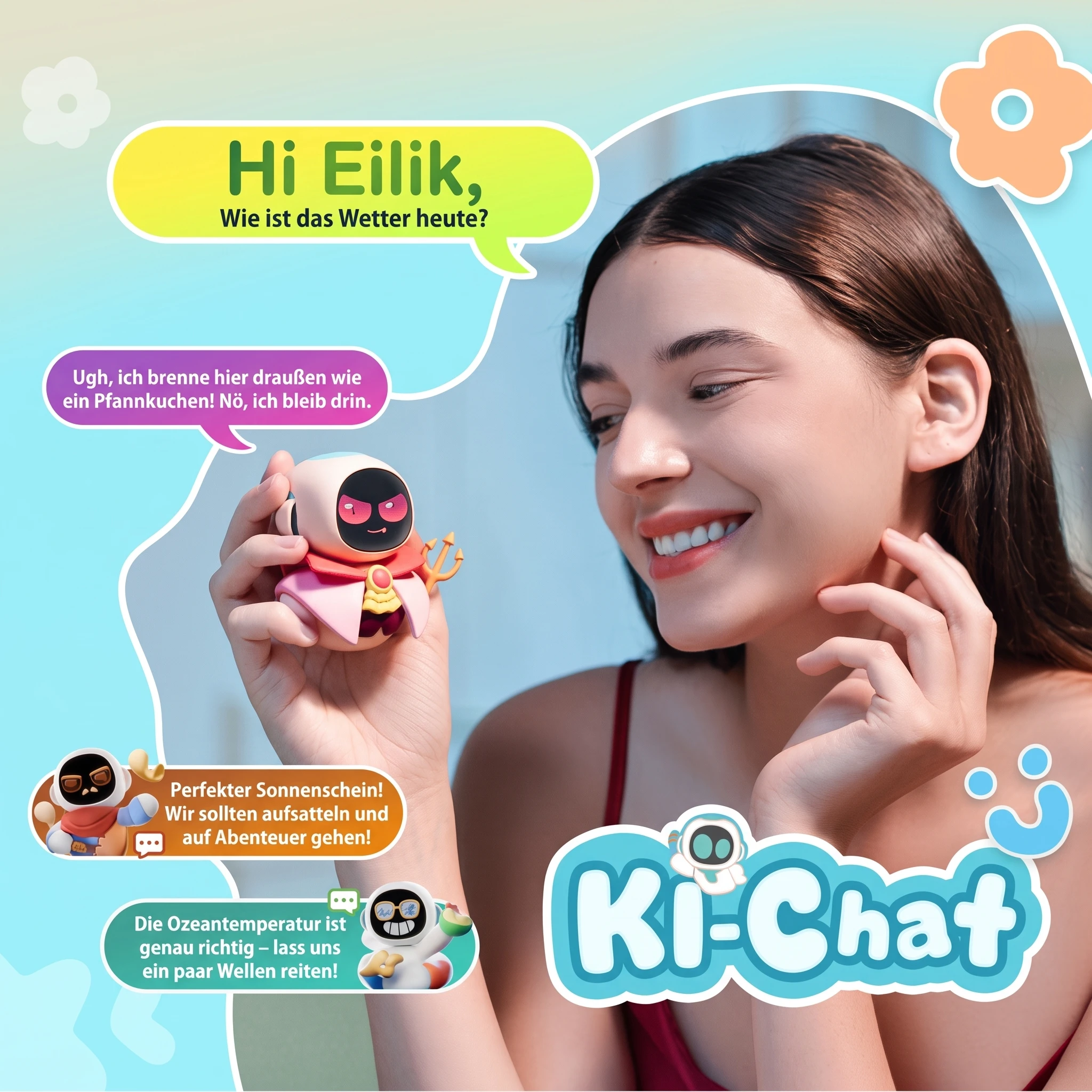 Eiliko Mini-Begleitroboter Intelligenter Begleitroboter Unterstützt KI-Dialoge Infrarot-Kopplungsmodus Austauschbares 2