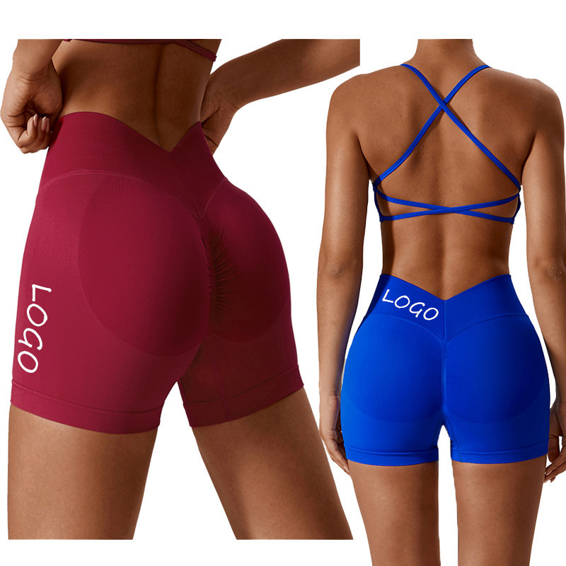 Damen Yoga-Set mit Rückenfrei-BH und Shorts 2