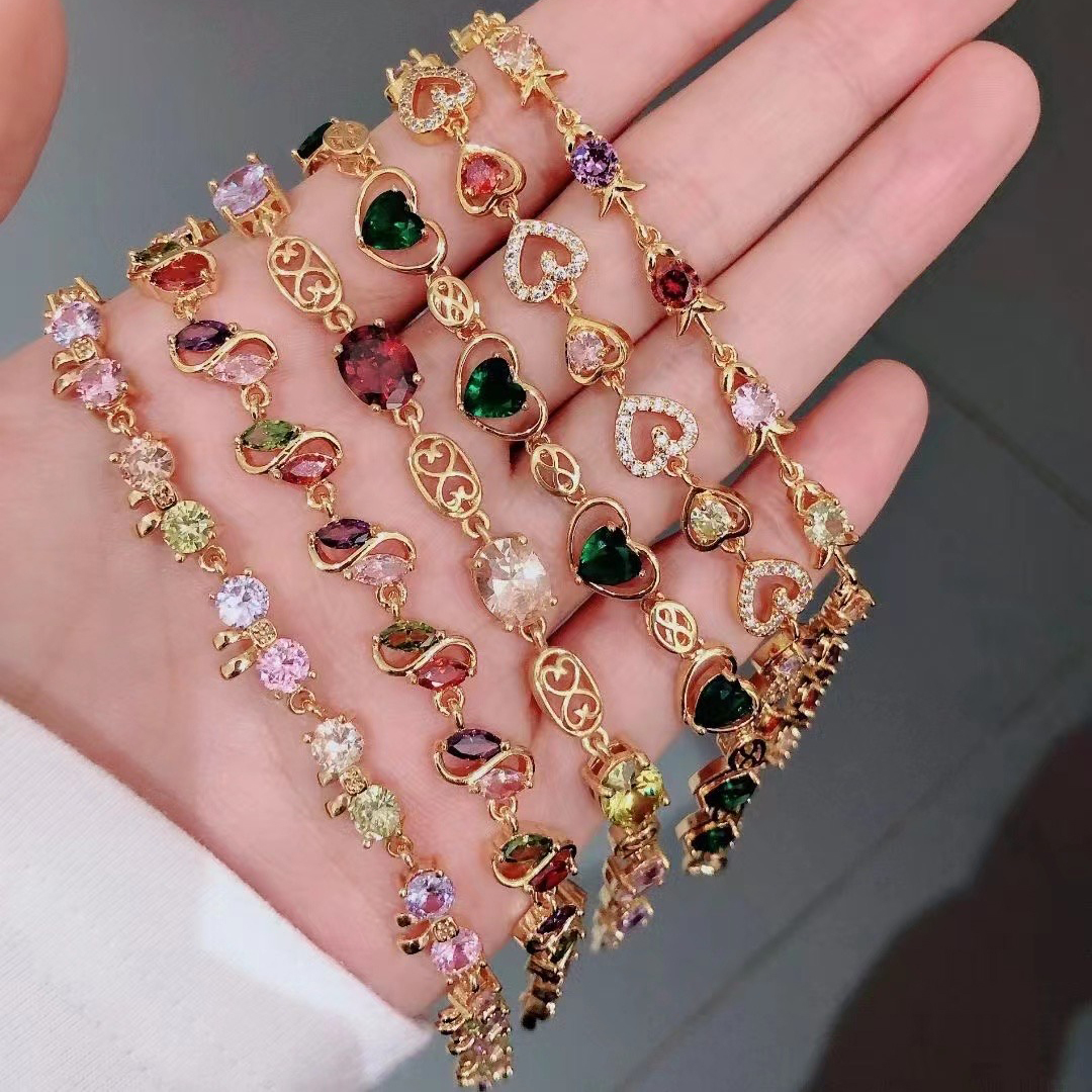 Women's Gold Plated Zircon Heart Bracelet 2