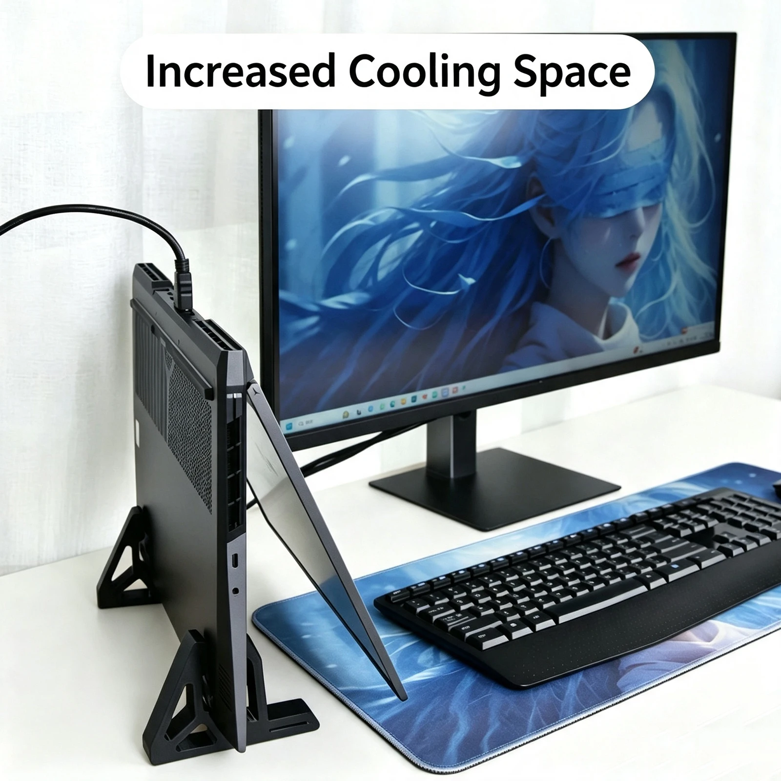 Vertikaler Laptop-Ständer Dual-Use-Desktop-Halter mit Anti-Rutsch-Streifen für Laptop Tablet 2