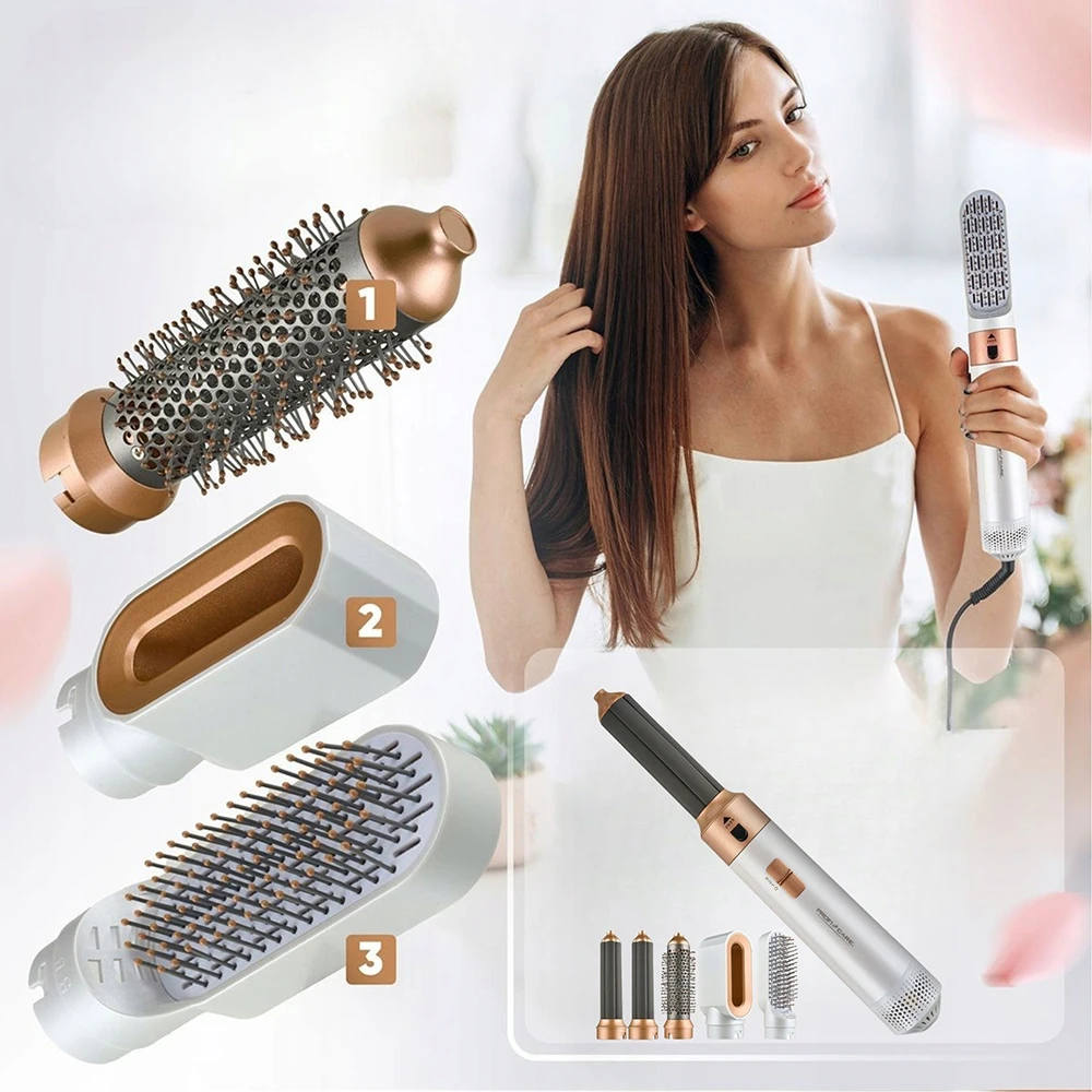 5-in-1 Elektrische Haarbürste Haartrockner Automatischer Lockenstab Haarglätter Heißluftkamm 4