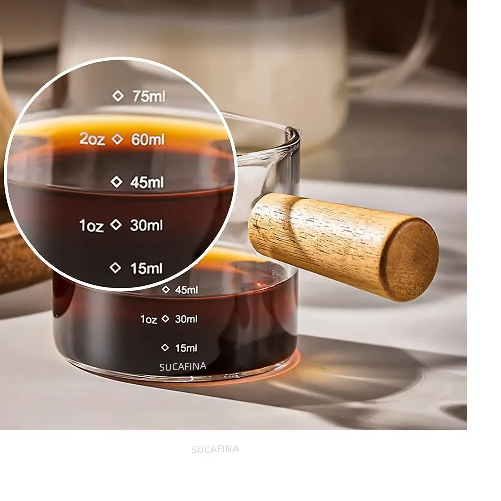 Glas Messbecher Mit Holzgriff 1pc Espresso Doppel Einzel 3