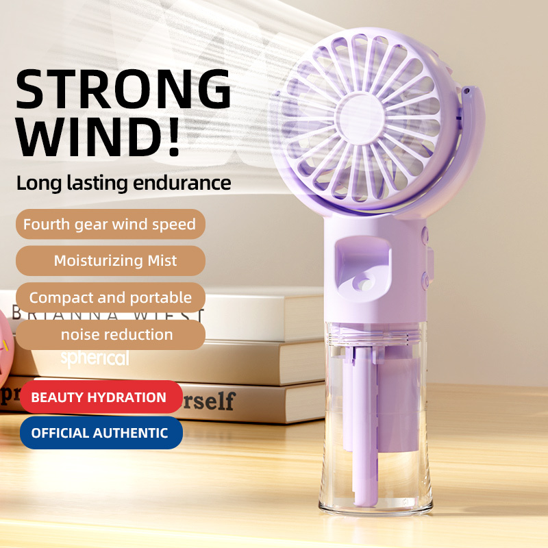 USB Rechargeable Handheld Mist Fan 4-Speed 2