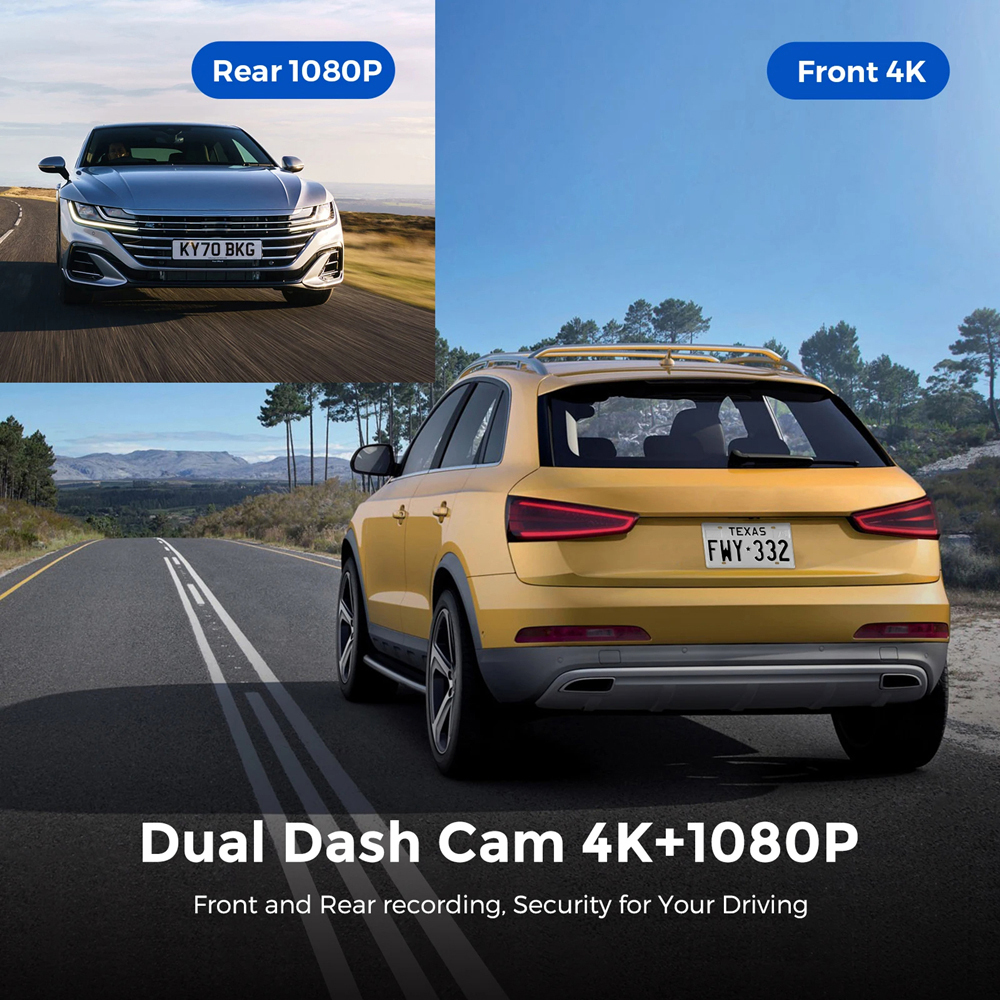 4K WiFi Dash Cam Front Rear Night Vision 3