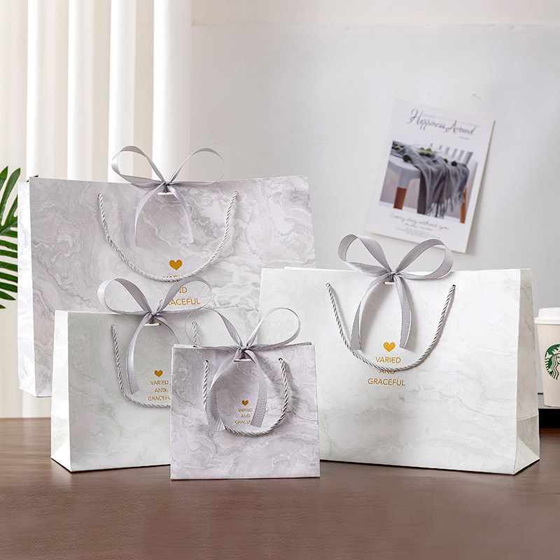 White Cardboard Shopping Bags Ribbon Handles 3