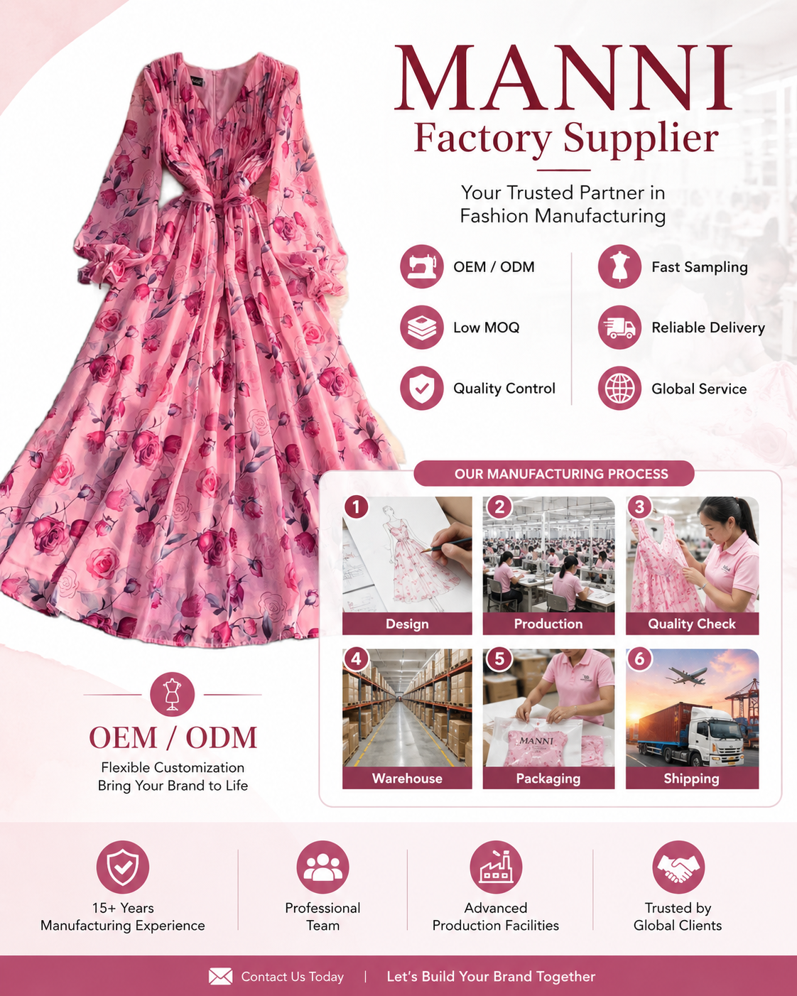Langarm Maxikleid mit Blumenmuster und V-Ausschnitt 4