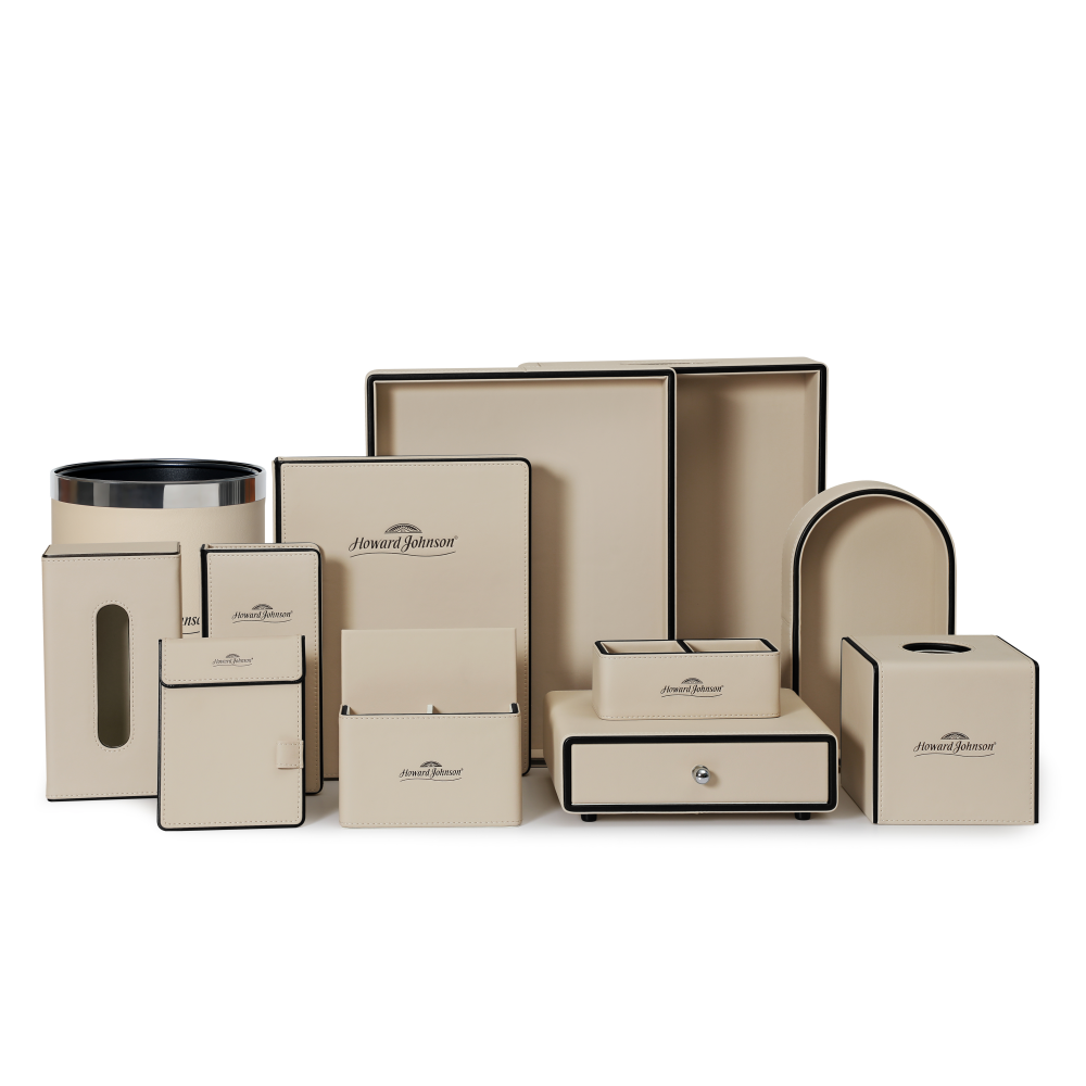 Hotel Room Leather Set With Tray and Tissue