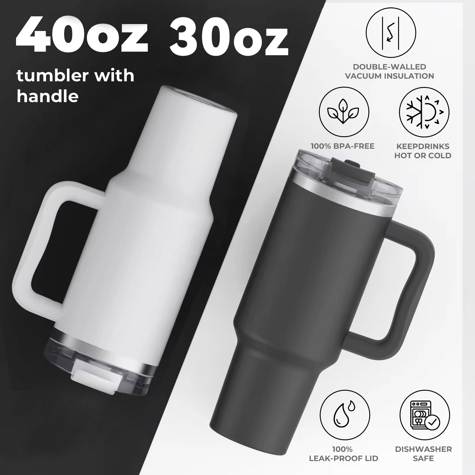 40oz Stainless Steel Tumbler with Straw 4