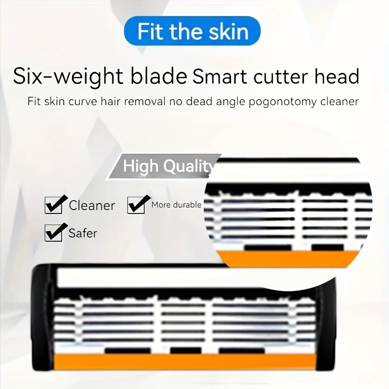 6-Blade Stainless Steel Men's Safety Razor 4