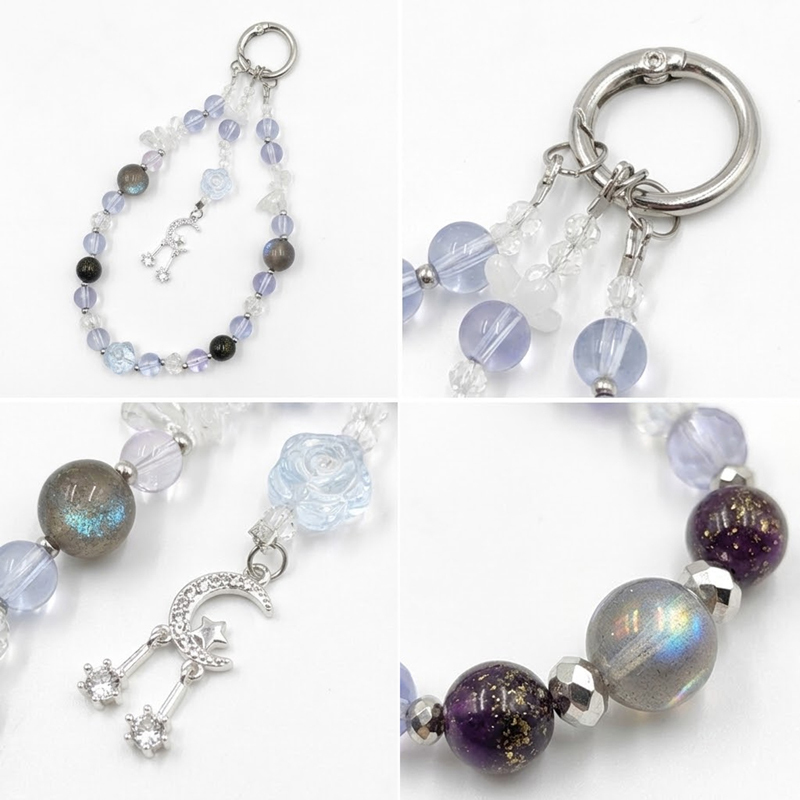 Crystal Beaded Phone Lanyard with Charms 3