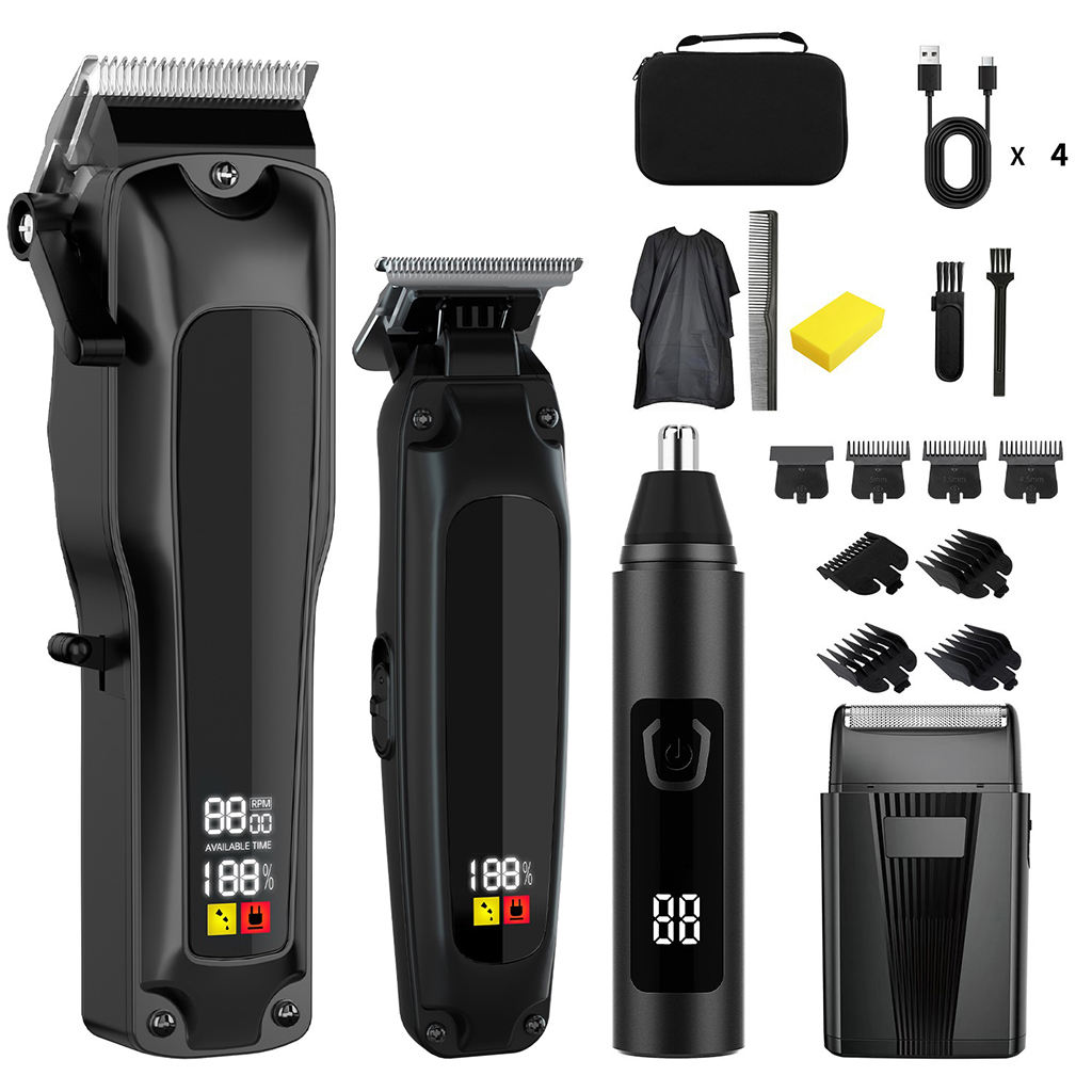 Professional Black Electric Clipper Portable Body Shaving Kit