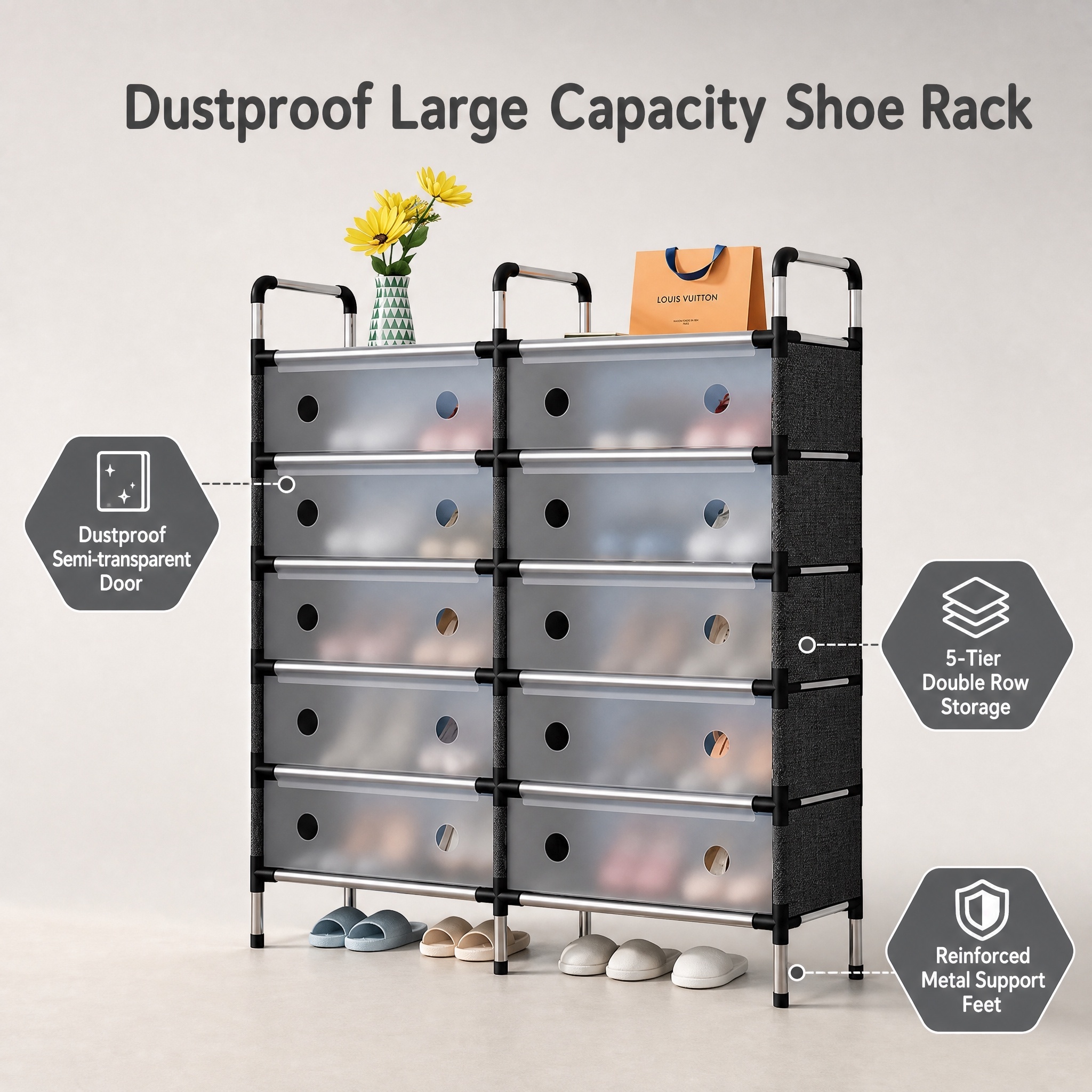 Waterproof Freestanding Dustproof Shoe Cabinet 2