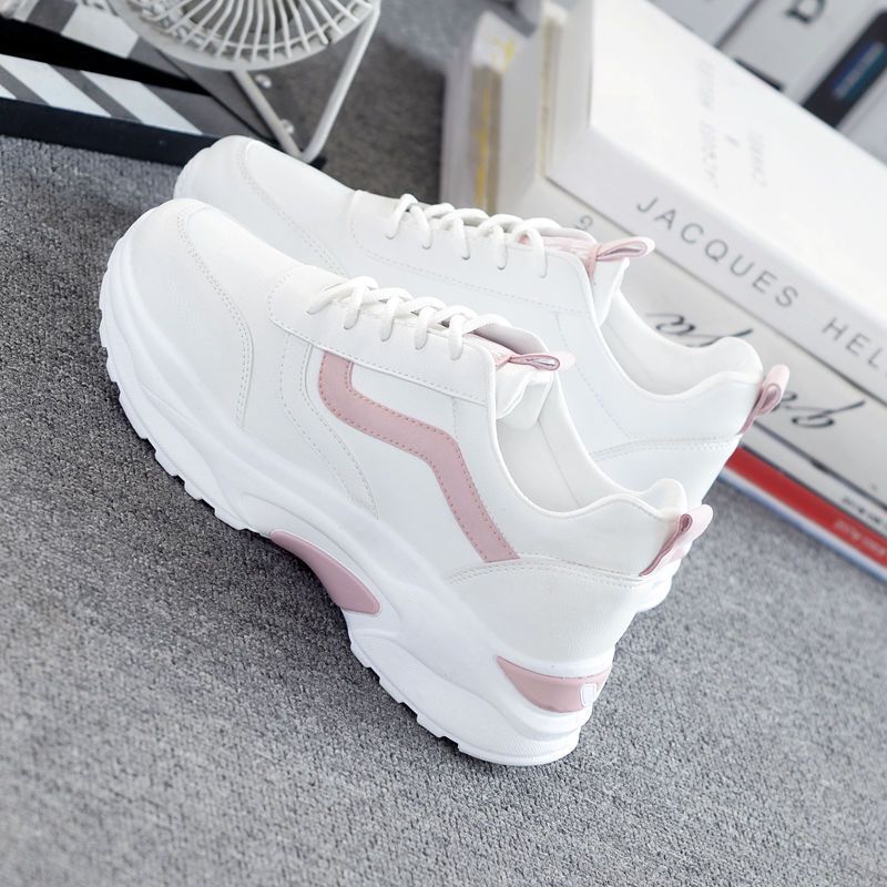 Weiße Damen-Plateausneaker mit Pink-Akzenten 2