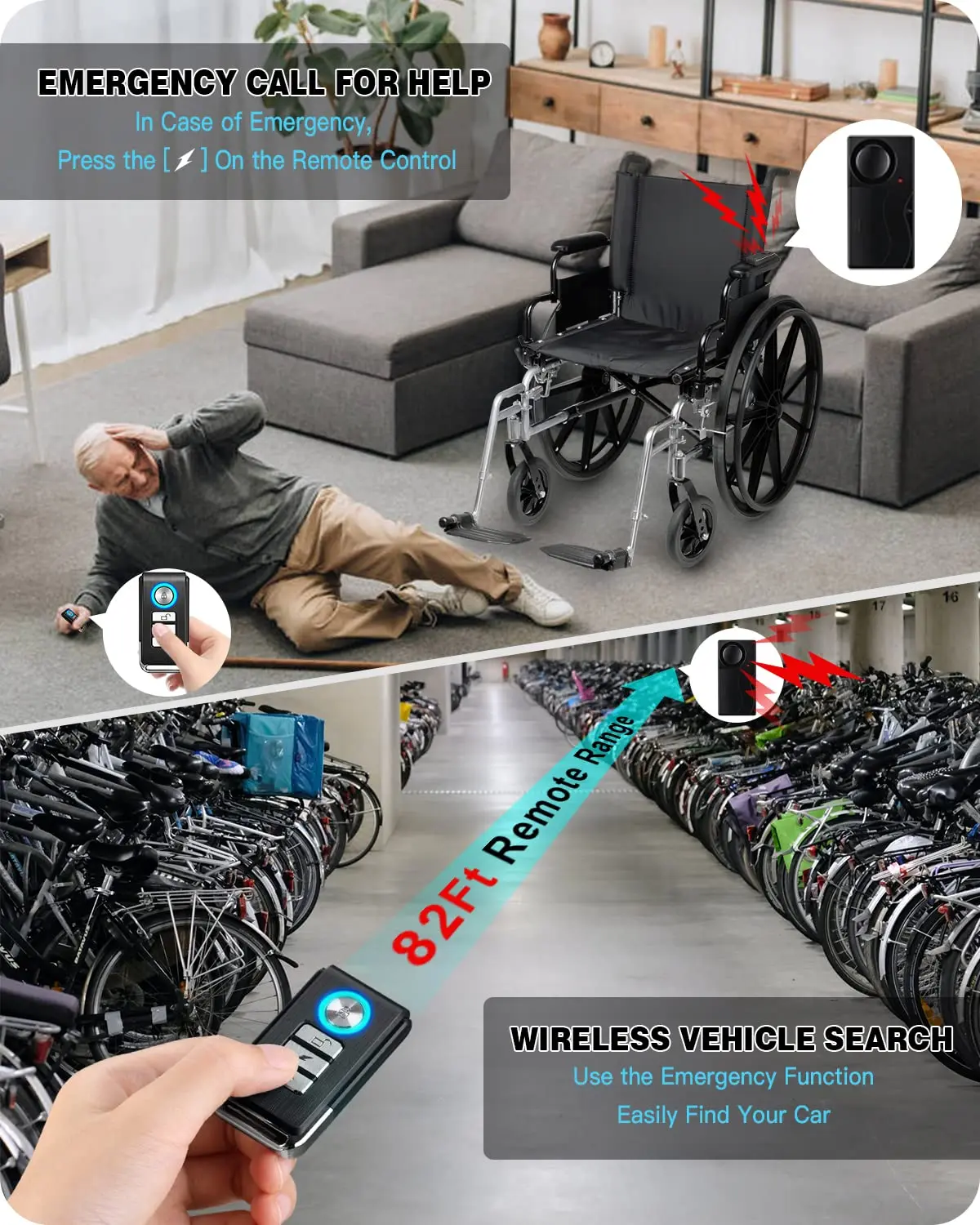 110 dB Bicycle Vibration Alarm with Remote 3