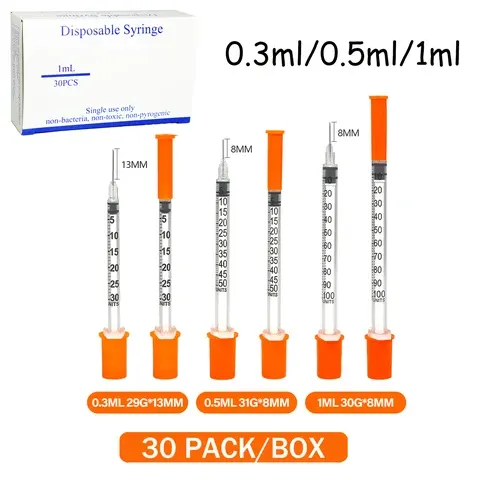 30-Piece Small Insulin Syringe Set