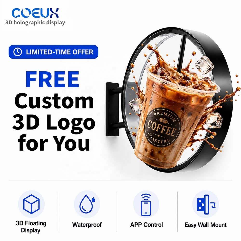 Advertising Light Box 50cm LED 3D Display Round 3