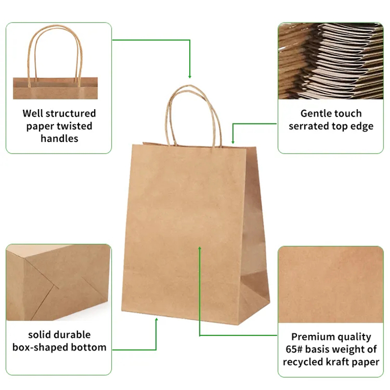 Recycled Kraft Paper Bag with Brown Handles 2
