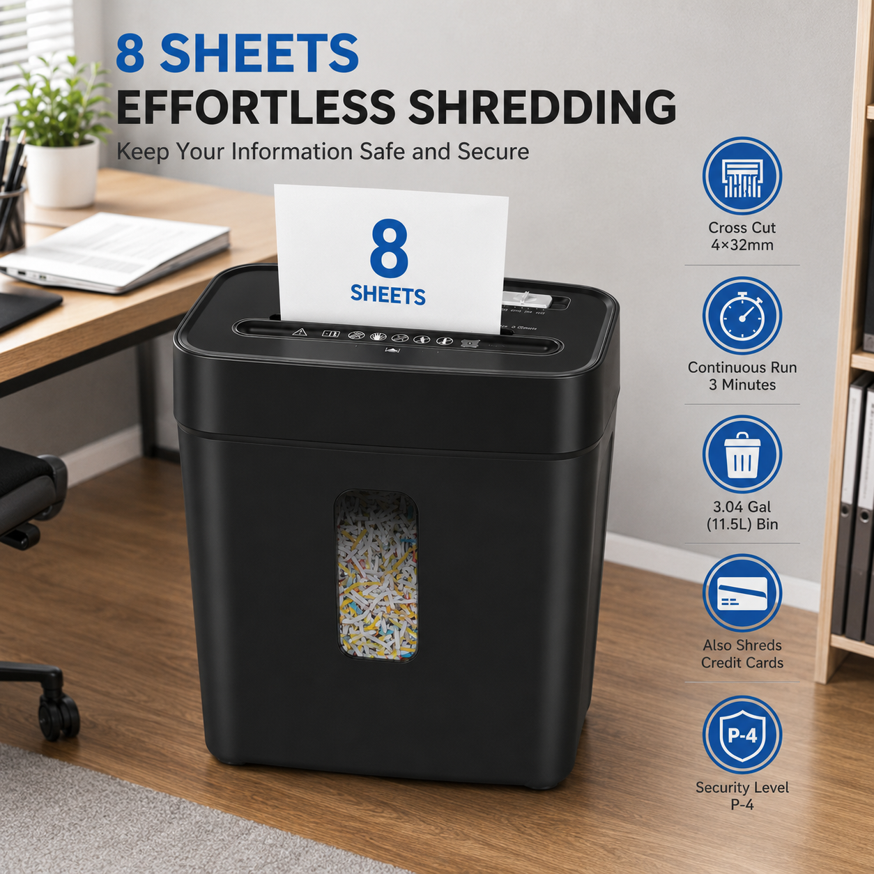 Portable Mini Office Shredder 8 Sheets
