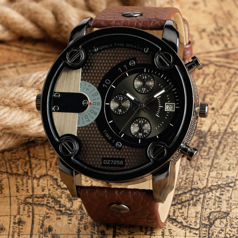 Men's Fashion Quartz Watch Metal Large Dial Sports