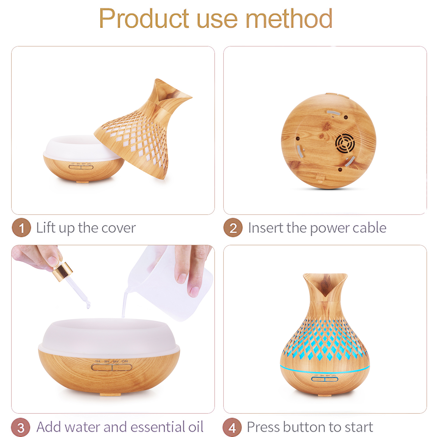 Ultrasonic Humidifier with Remote and Aroma Diffuser 4