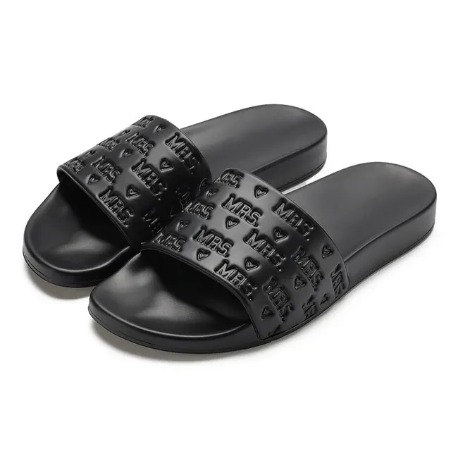 Plain Men's Rubber Slides with PU Sole 1