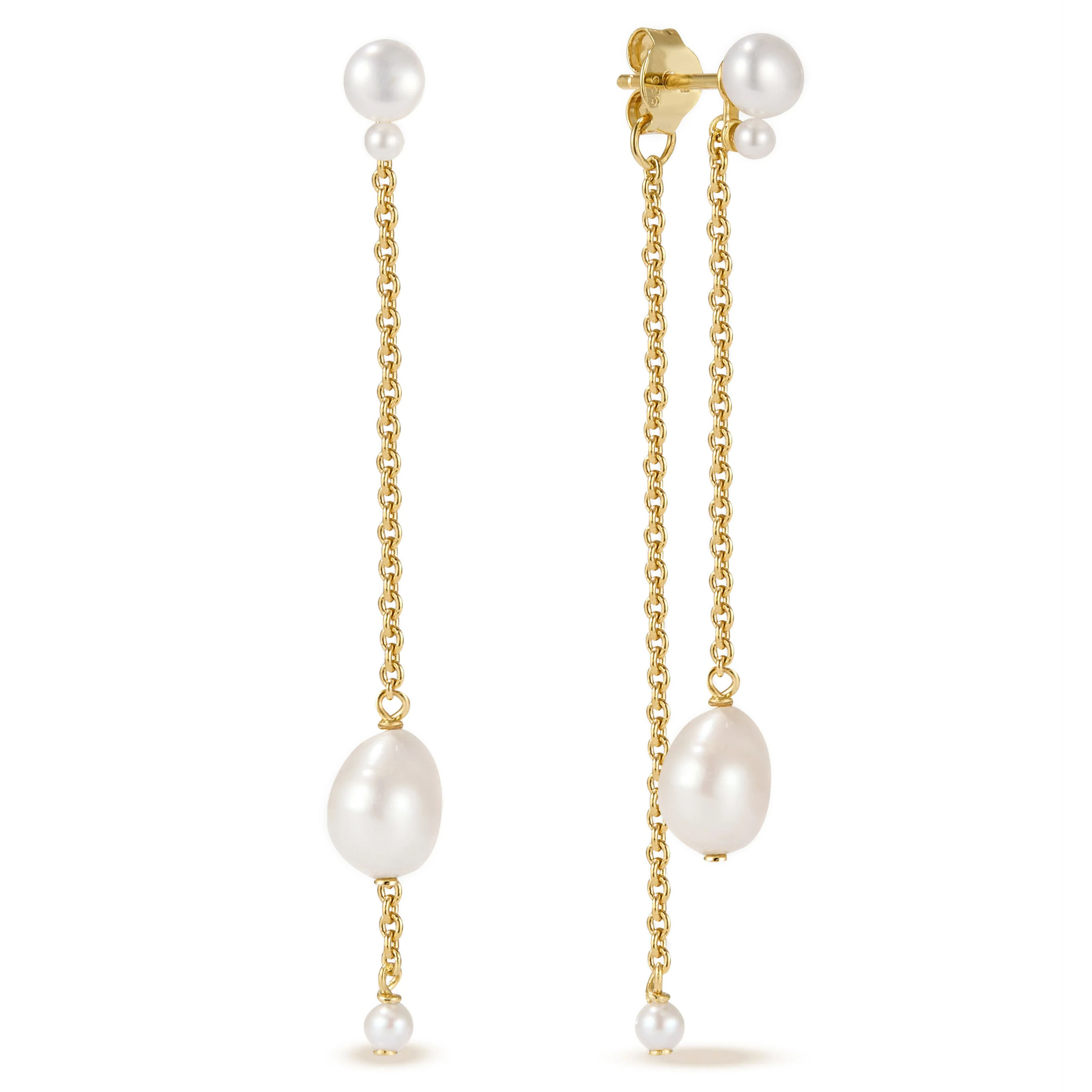 925 Sterling Silver Natural Pearl Drop Earrings 18k
