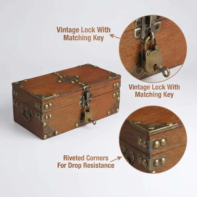 Vintage Wooden Treasure Chest 4