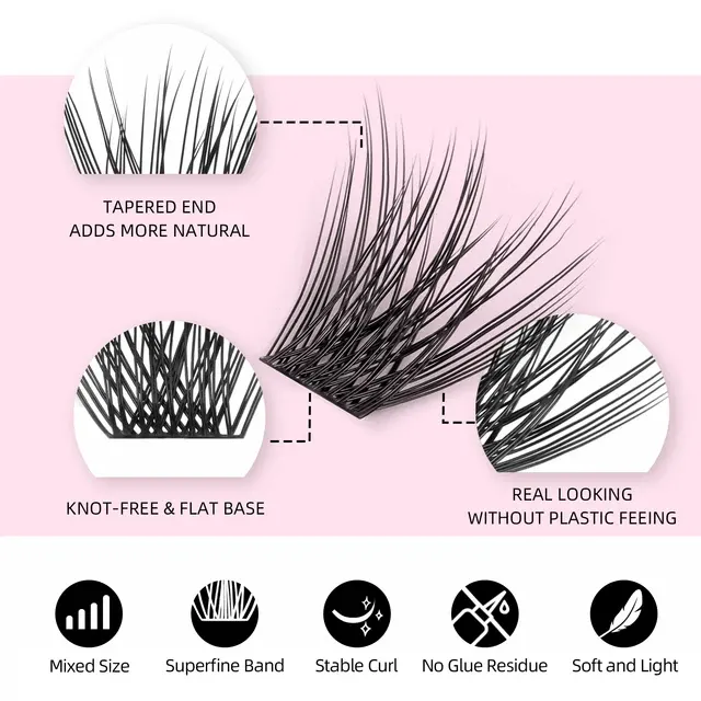 144 Segmented Mink Cluster Lashes C/D Curl 3