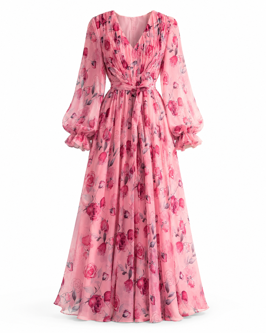 Floral Deep V Long Sleeve Maxi Dress for Women