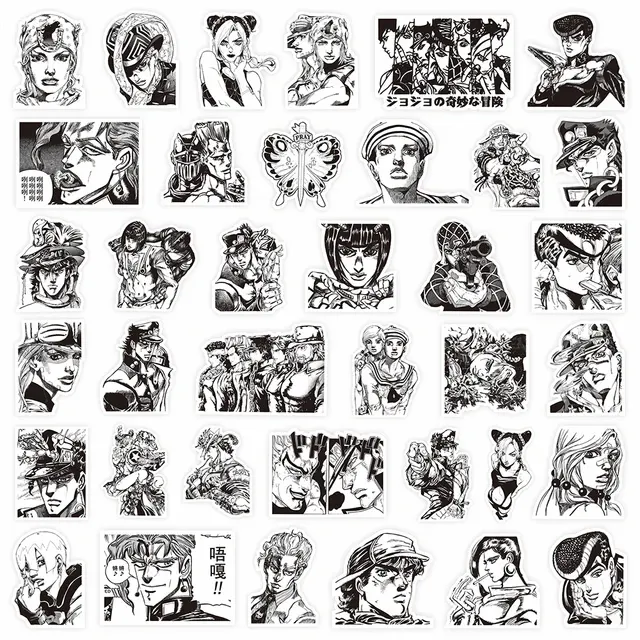 Black and White Anime Sticker Pack 2