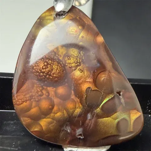 Small Natural Fire Agate Pendant Necklace S925 Silver