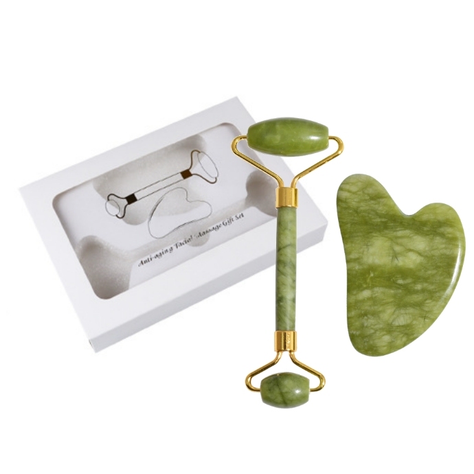 100% Natural Xiuyan Green Jade Roller And Gua 2