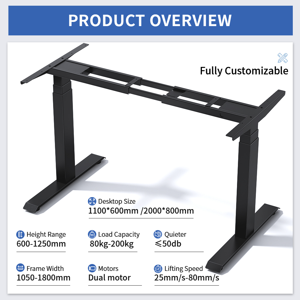 Fast Lifting Height Adjustable Desk Dual Motor Electric 2