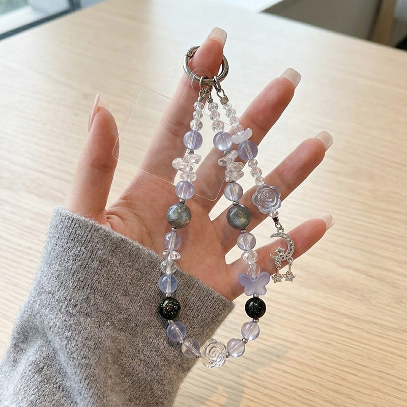 Crystal Beaded Phone Lanyard with Charms 2