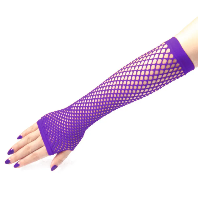 Frauen Mode Neon Fishnet Fingerlose Lange Handschuhe Bein 3