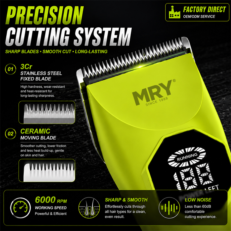 MRY Professional Hair Clipper Cordless Clippers Ceramic Blade 4