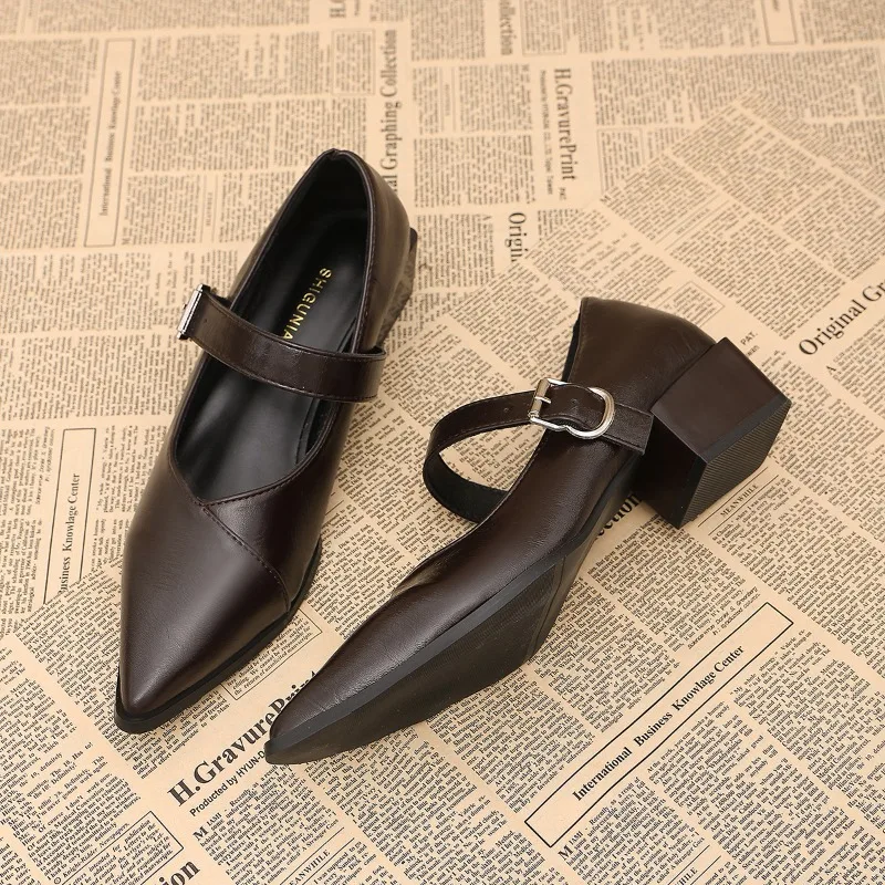 Designer Vintage Spitz Frauen Mary Jane Schuhe Mode 2