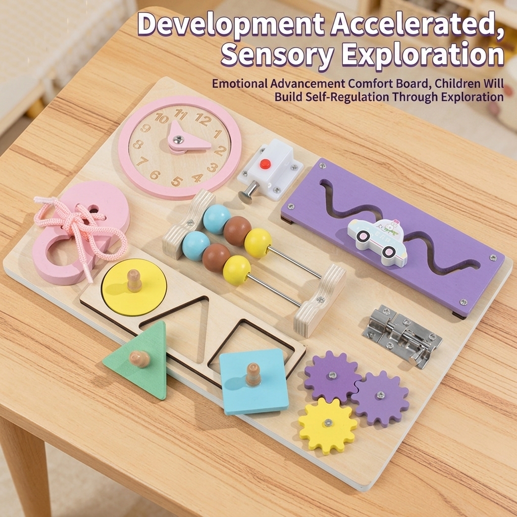 Holz-Busy-Board Montessori-Spielzeug für Kleinkinder 4