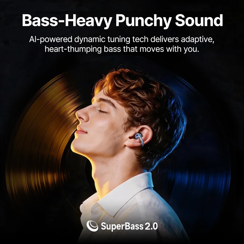 Clip-On Open-Ear Sport Earbuds Super Bass 4