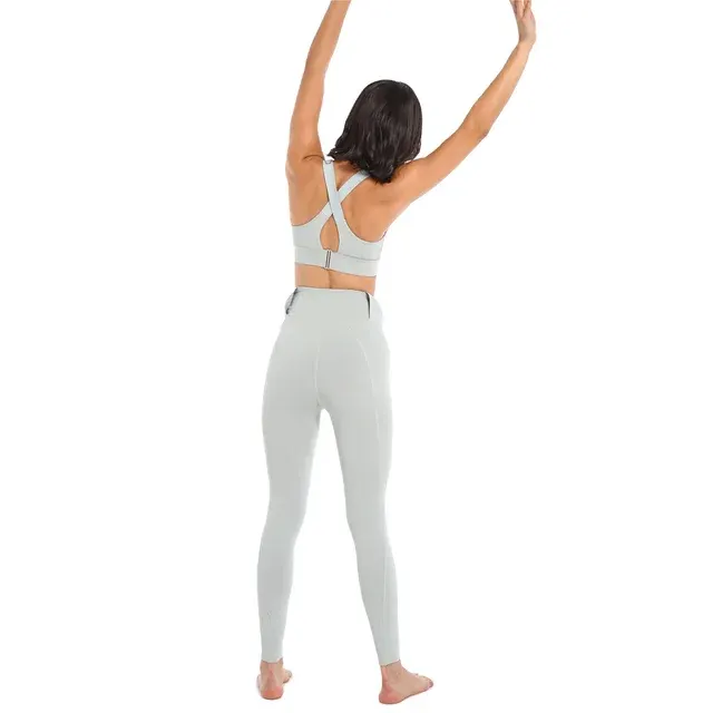 Light Gray Zip-Front Padded Sports Bra 2