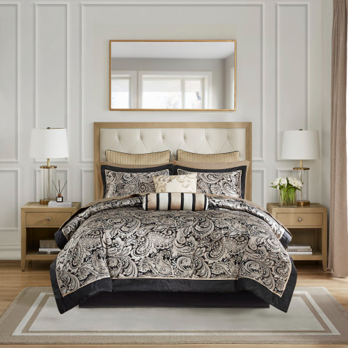 12-Piece Cotton Bedding Set, Blue Brown 4