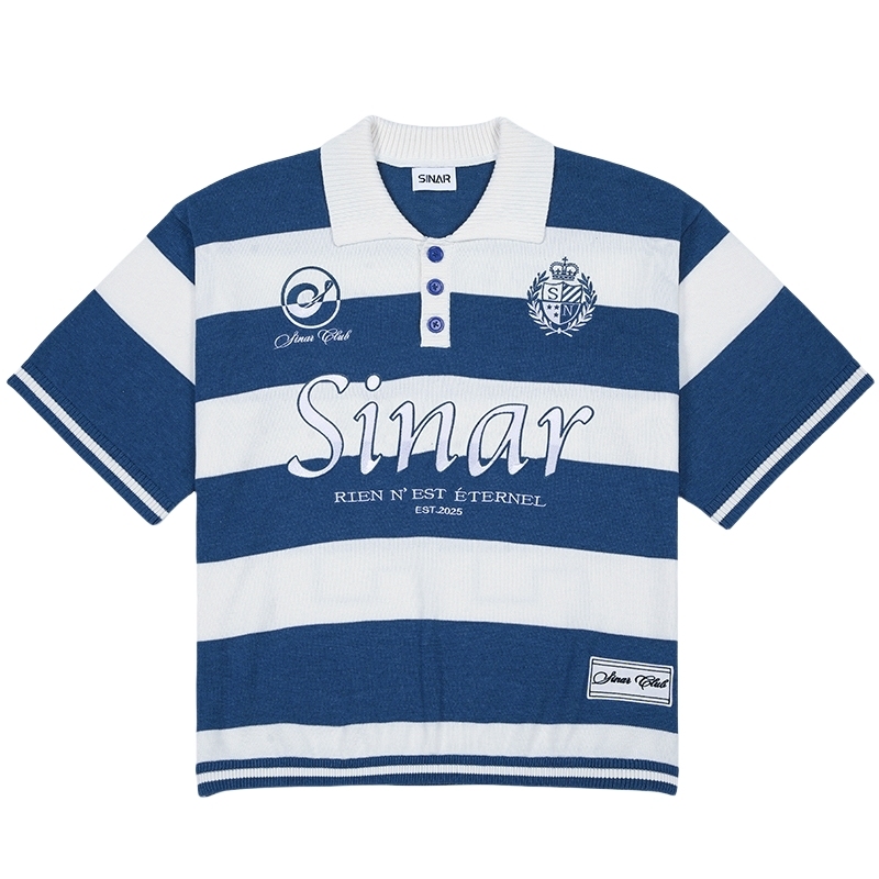 Herren Feinstrick Pullover im Football-Streifen-Look